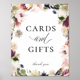 Elegant Blush Plum Floral Cards Gifts Sign