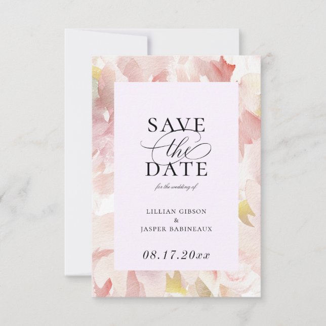 Elegant Blush Plum Floral Save the Date Announcement (Front)