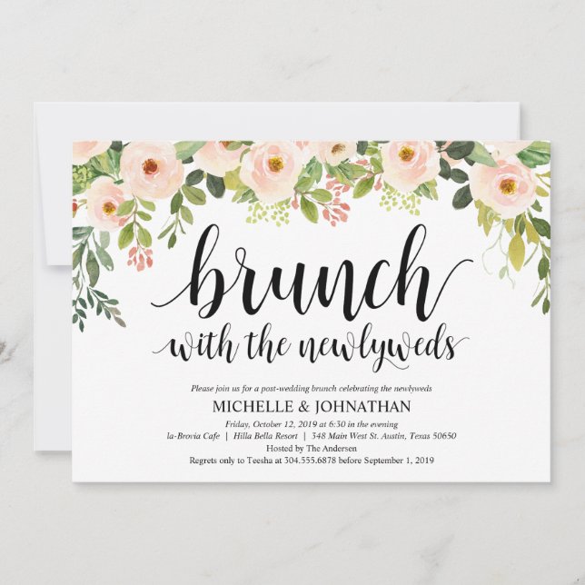 Elegant Blush Post Wedding Brunch Invitation Card (Front)