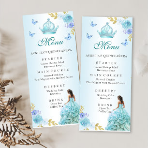 Elegant Blush Purple Floral Quinceañera Birthday Menu