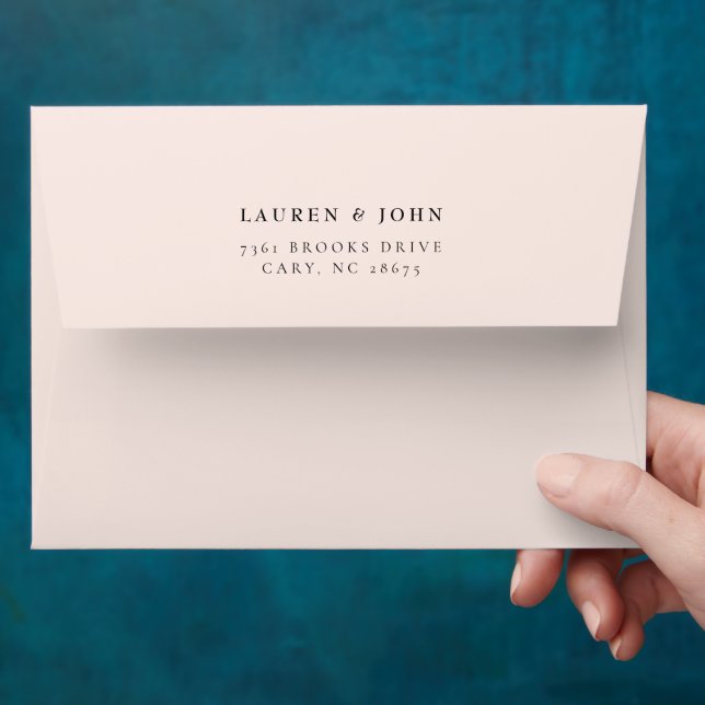 Elegant Blush Return address wedding Envelope  (Hand)