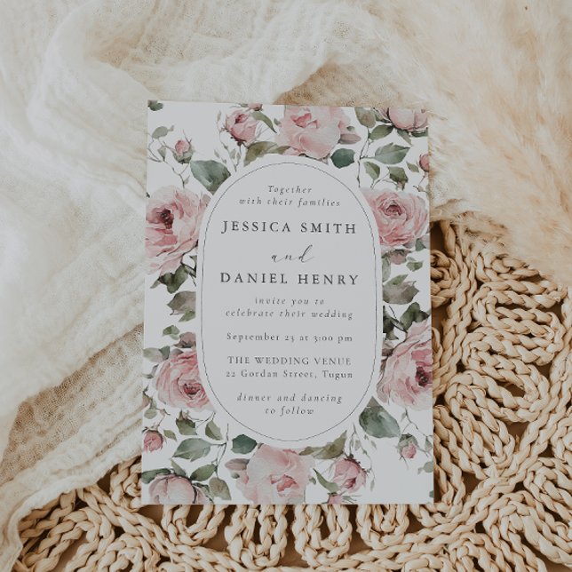 Elegant Blush Rose Floral Wedding Invitation (Creator Uploaded)