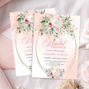 Elegant Blush Rose Gold Bridal Shower Invitation