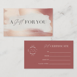 Elegant Blush Rose gold Gift Certificate
