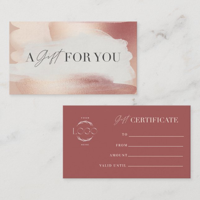 Elegant Blush Rose gold Gift Certificate (Front/Back)