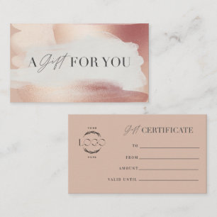 Elegant Blush Rose gold Gift Certificate