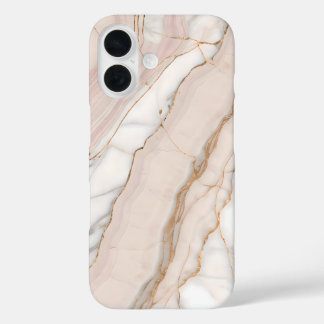 Elegant Blush Rose Gold Marble iPhone 16 Case