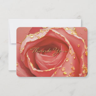  Elegant Blush Rose & Gold Thank You Card
