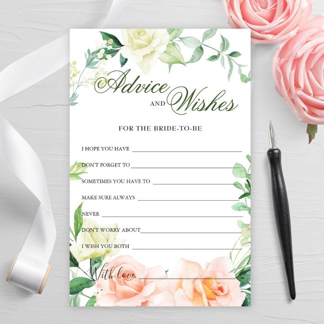 Elegant Blush Rose Greenery Advice and Wishes card (Creator Uploaded)