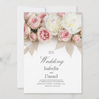 Elegant Blush Rose Wedding Invitation Template