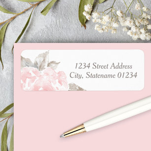 Elegant Blush Rose Wedding Return Address Label