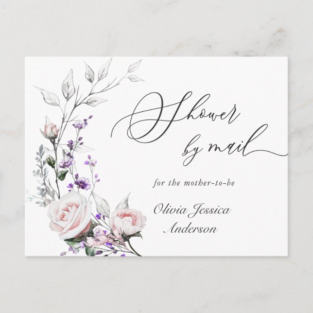 Elegant Blush Roses  Baby Shower By Mail Postcard (Front)