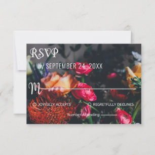 Elegant blush roses blossom red floral wedding RSV RSVP Card