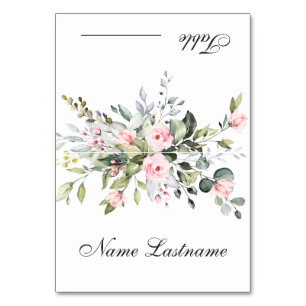 Elegant Blush Roses Eucalyptus Wedding Escort Card