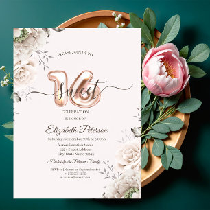 Elegant Blush Roses Pink Sweet 16 Invitation