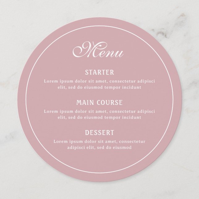 Elegant Blush Round Menu (Front)
