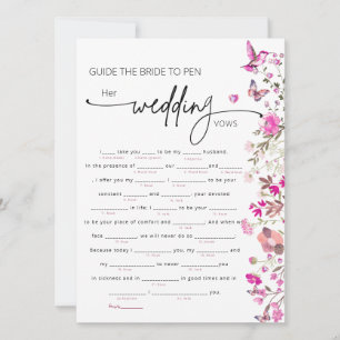 Elegant Blush Ruby Rose Floral Bride Vows Game