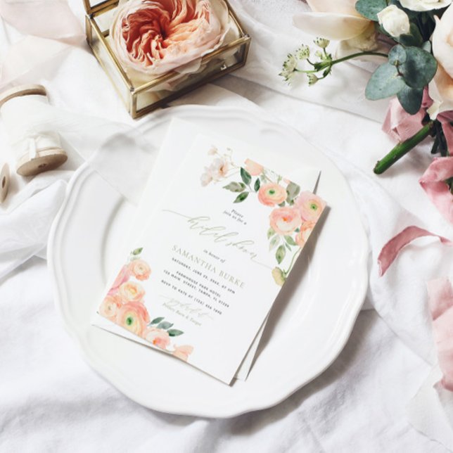 Elegant Blush & Sage Green Bridal Shower Invitation (Creator Uploaded)