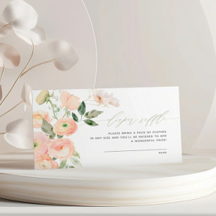 Elegant Blush & Sage Green Flowers Diaper Raffle Enclosure Card
