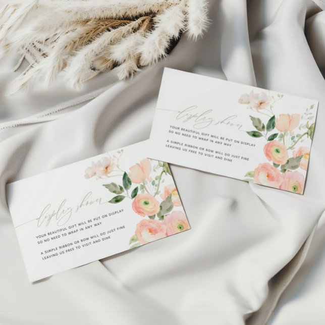 Elegant Blush & Sage Green Flowers Display Shower Enclosure Card (Creator Uploaded)