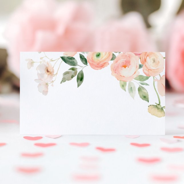 Elegant Blush & Sage Green Flowers Wedding Place Card (Creator Uploaded)