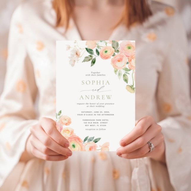 Elegant Blush & Sage Green Wedding Invitation (Creator Uploaded)