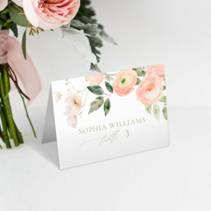 Elegant Blush & Sage Green Wedding Place Card