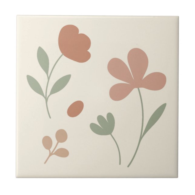 Elegant Blush & Sage – Minimalist Kitchen Tile  (Front)