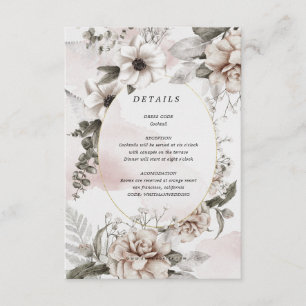 elegant blush silver floral reception details card