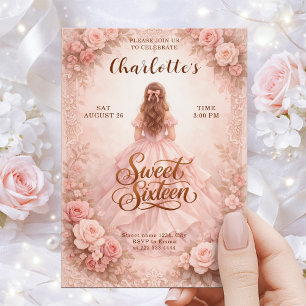 Elegant Blush Sweet Sixteen Birthday Card
