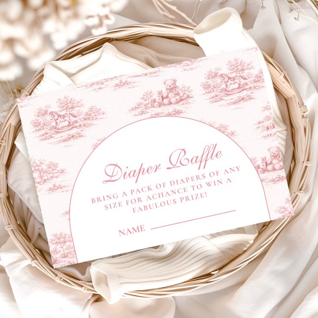 Elegant Blush Toile Baby Shower Diapper Raffle Enclosure Card (Creator Uploaded)