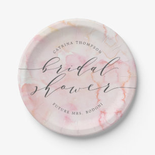 Elegant Blush Watercolor Bridal Shower Paper Plate