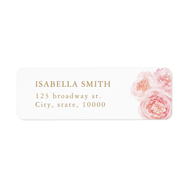 Elegant blush watercolor floral return address label | Zazzle