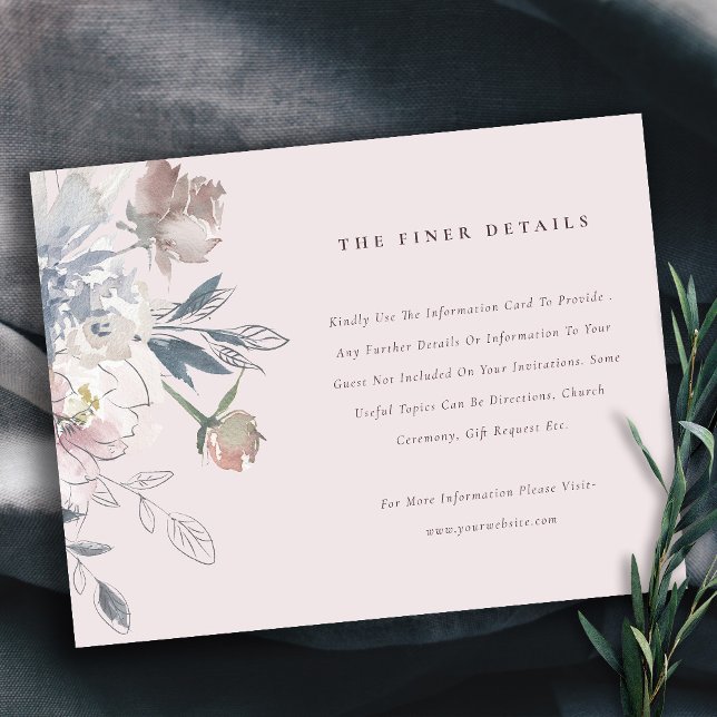 Elegant Blush Watercolor Floral Wedding Details Enclosure Card (Creator Uploaded)