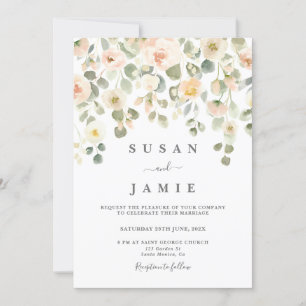 Elegant Blush Watercolor floral wedding invitation