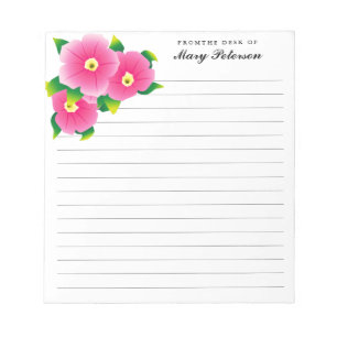 Elegant Blush Watercolor Flowers Personalized Notepad