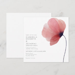 Elegant  Blush Watercolor Poppy Wedding  Invitation