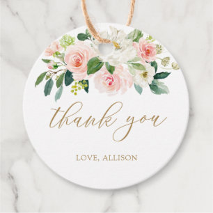 Elegant Blush Watercolor Thank You Favour Favour Tags