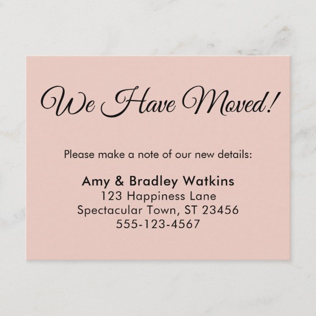 Elegant, Blush We Have Moved Change of Address Enclosure Card (Front)