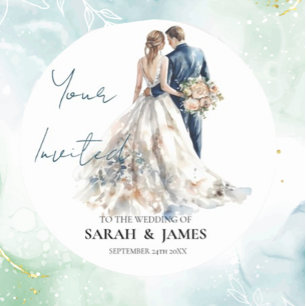 Elegant Blush Wedding Classic Round Sticker