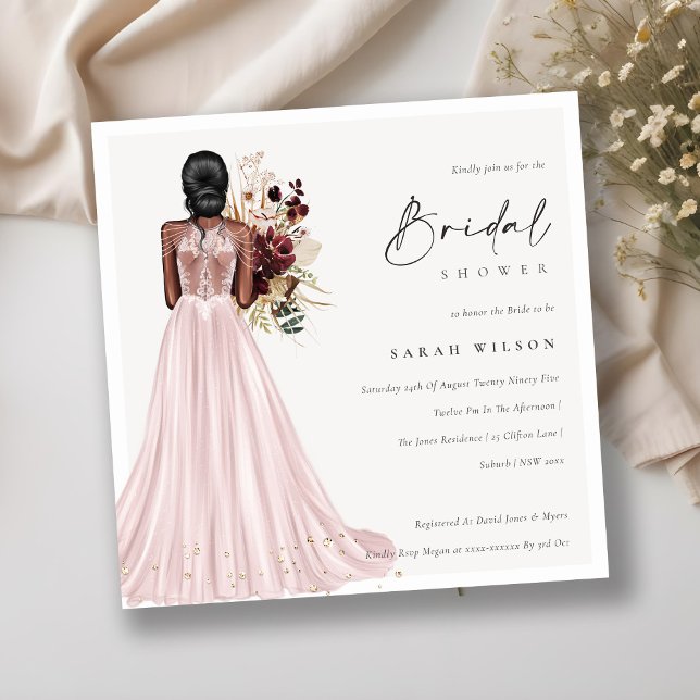 Elegant Blush Wedding Gown Bridal Shower Invite (Creator Uploaded)