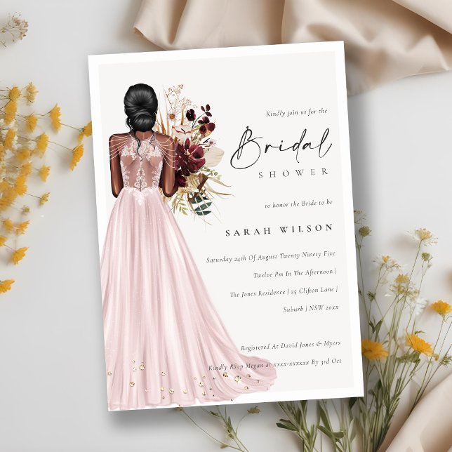 Elegant Blush Wedding Gown Bridal Shower Invite (Creator Uploaded)