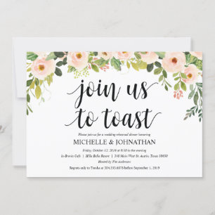 Elegant Blush Wedding Rehearsal Dinner Invites