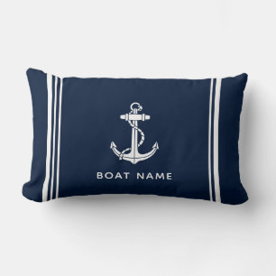 Elegant Boat Anchor and Name Lumbar Cushion