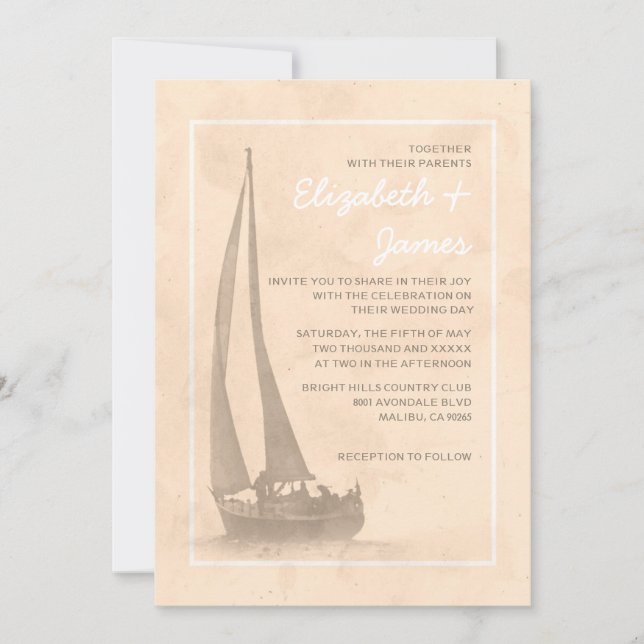 Elegant Boats Wedding Invitations (Front)