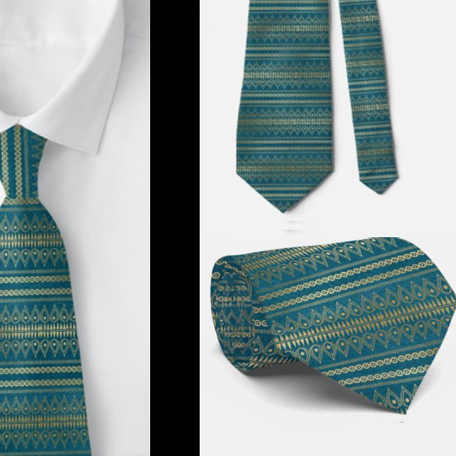 Elegant Bohemian Boho Abstract Teal Neck Tie (Creator Uploaded)