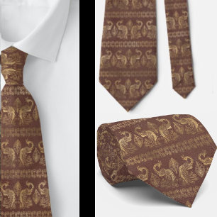 Elegant Bohemian Boho Rose Gold Peacock Neck Tie