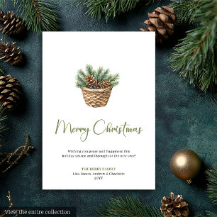 Elegant Bohemian Botanical Rustic Xmas Greeting Holiday Card