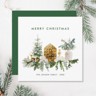 Elegant Bohemian Christmas Composition Greeting Holiday Card