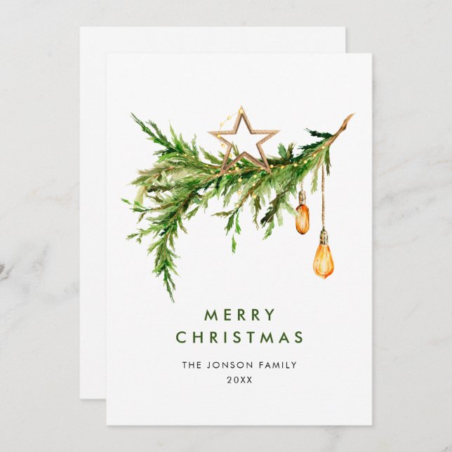 Elegant Bohemian Christmas Composition Holiday Card (Front/Back)